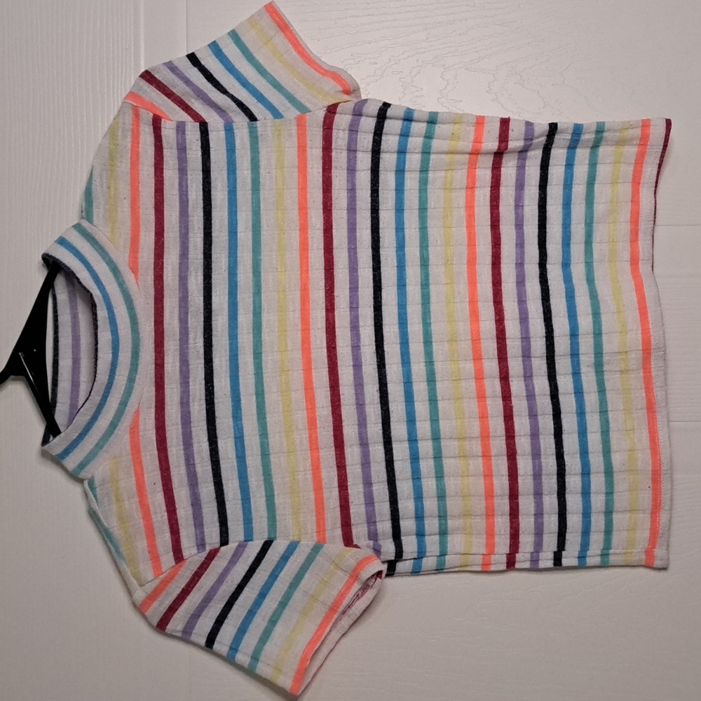 Forever 21 Multicolor Stripes Crop Top Size M